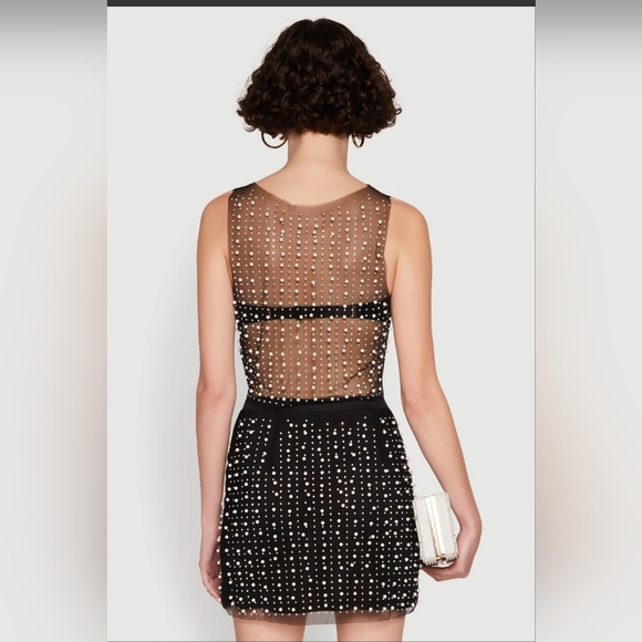 Embellished Sheer Black Crop Top - Picture 2 of 5